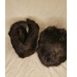 Women's Black Faux Fur Wrist Cuffs by Kathleen for Sweet Herb - OSFA